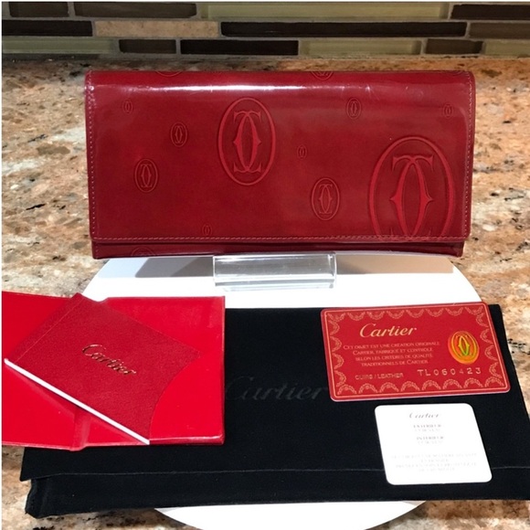 Cartier All Inclusive Burgundy Leather Clutch - Picture 2 of 9